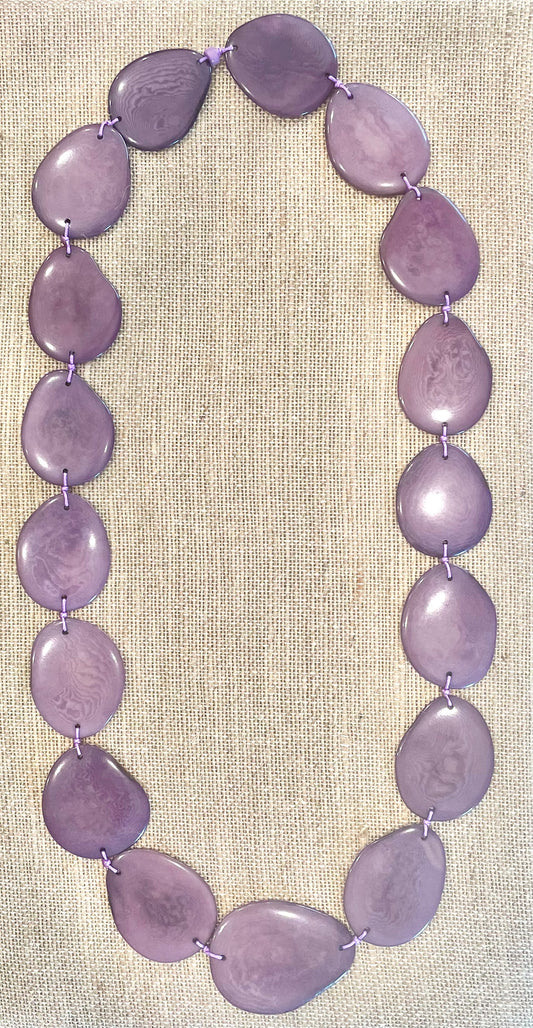 Purple Tagua Nut Long Necklace
