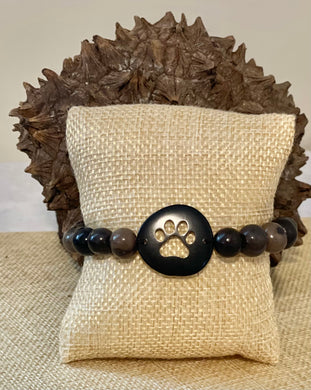 Black Carved Paw Tagua Nut and Açaí Seeds Bracelet