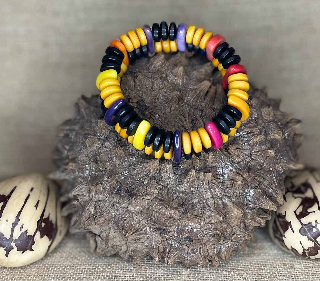 Multicolor Tagua Nut Stretchable Brcacelet