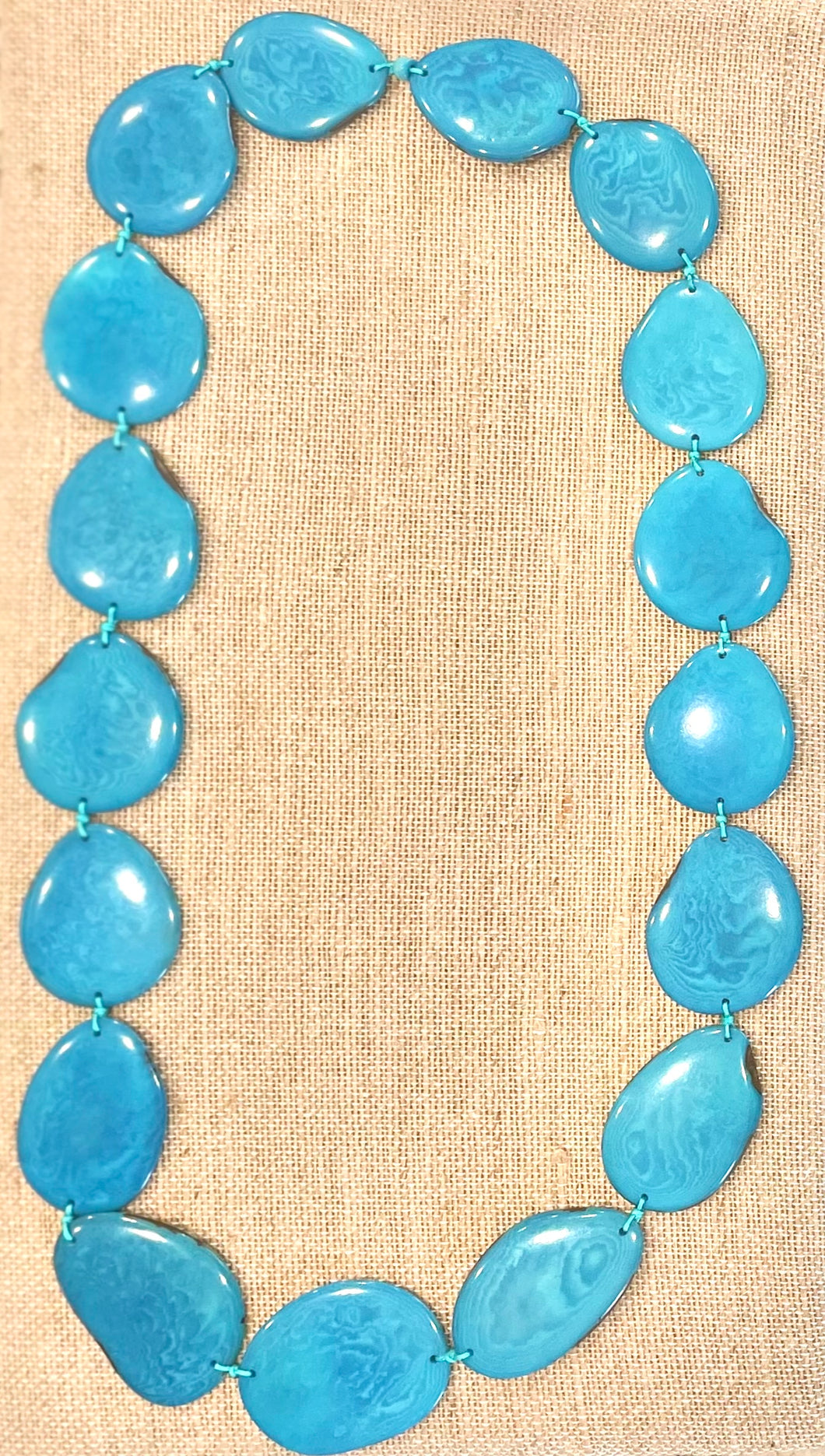 Turquoise Tagua Nut Long Necklace