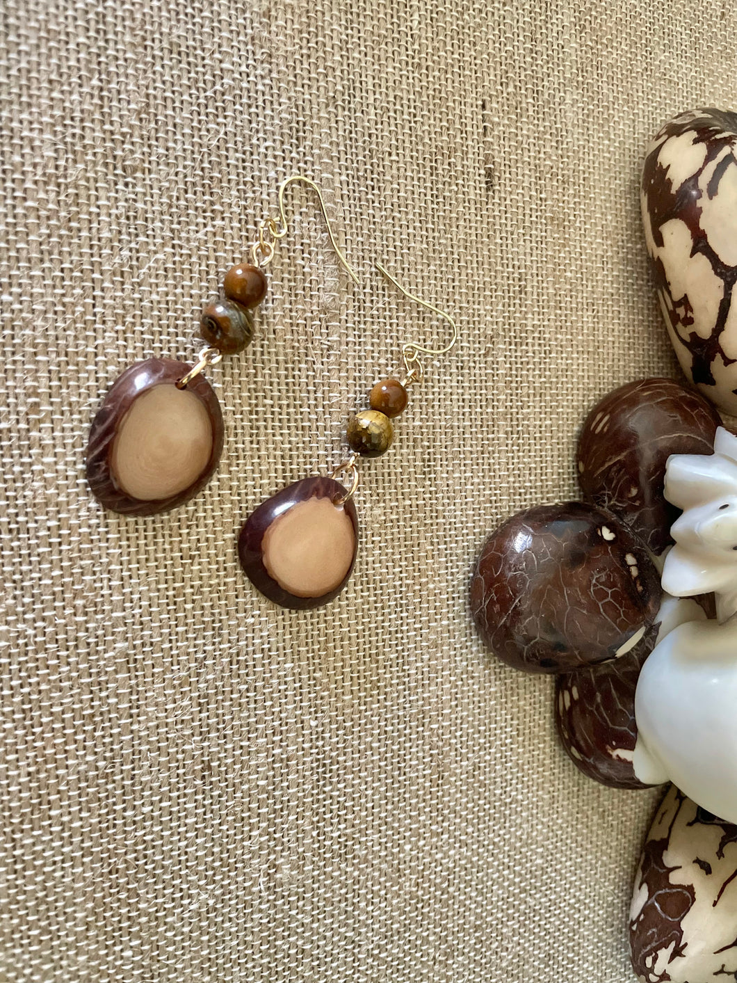 Brown Tagua Nut Earrings