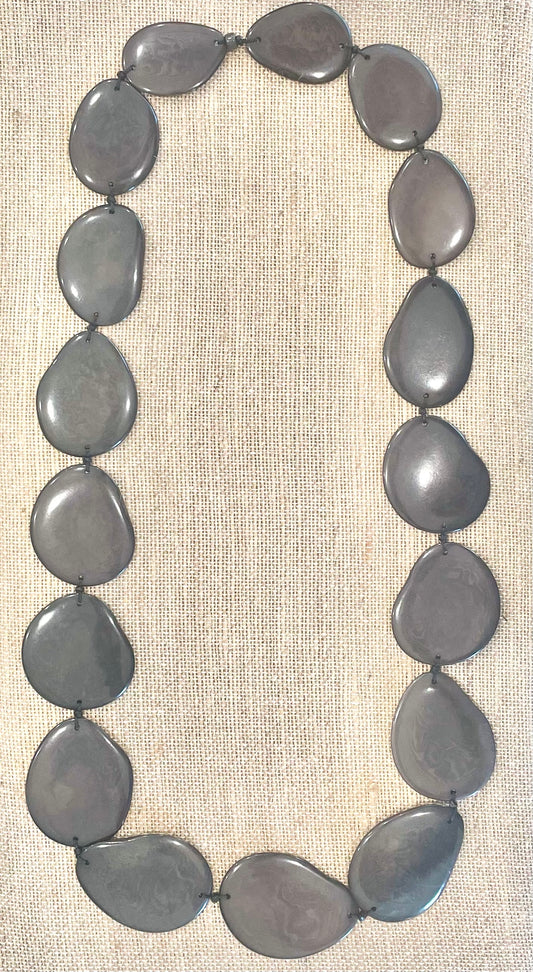 Gray Tagua Nut Long Necklace