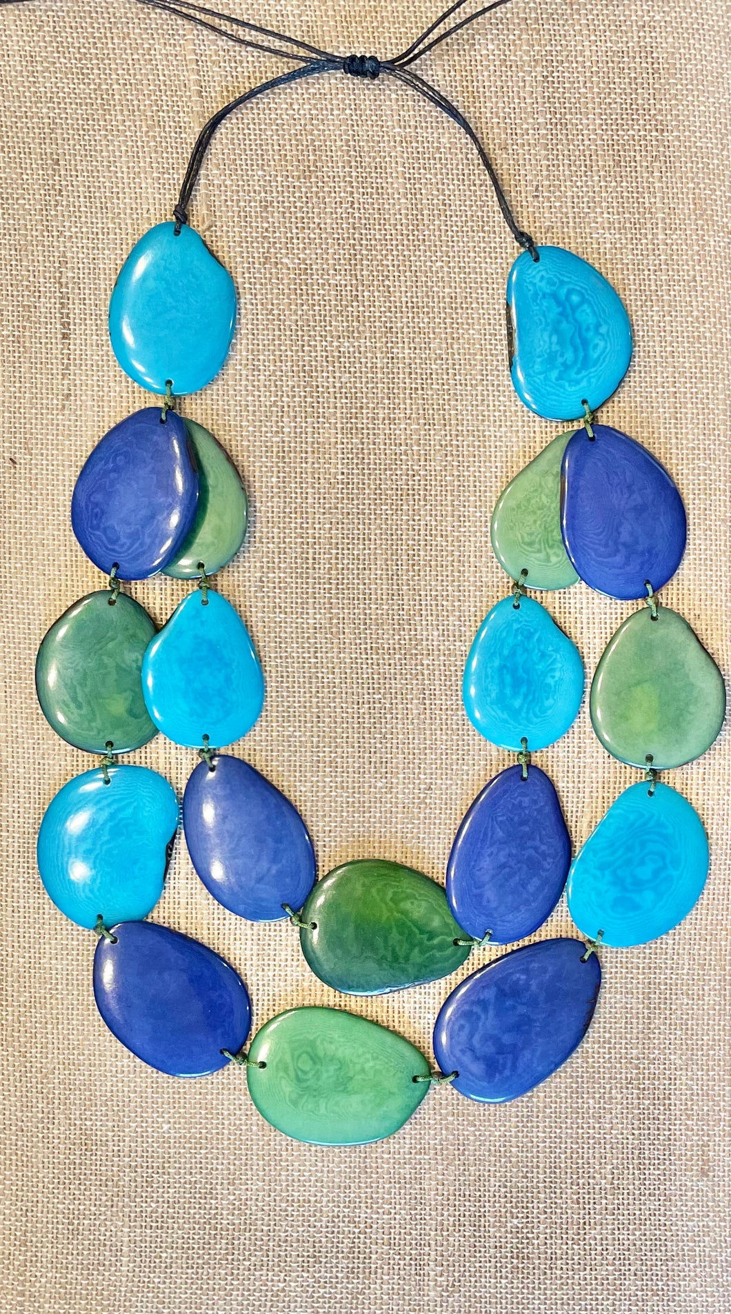 Blue Turquoise and Green Double Layer Adjustable Necklace