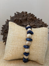 Load image into Gallery viewer, Navy Blue and Ivory Tagua Nut Stackable Bracelet
