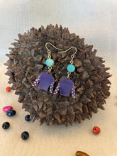 Load image into Gallery viewer, Purple Tagua Nut Jockey Silk Derby Earrings
