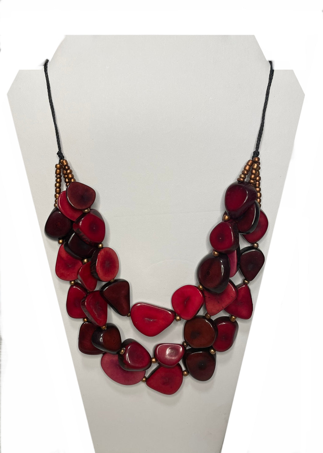 Red Triple Layer Tagua Nut Adjustable Length