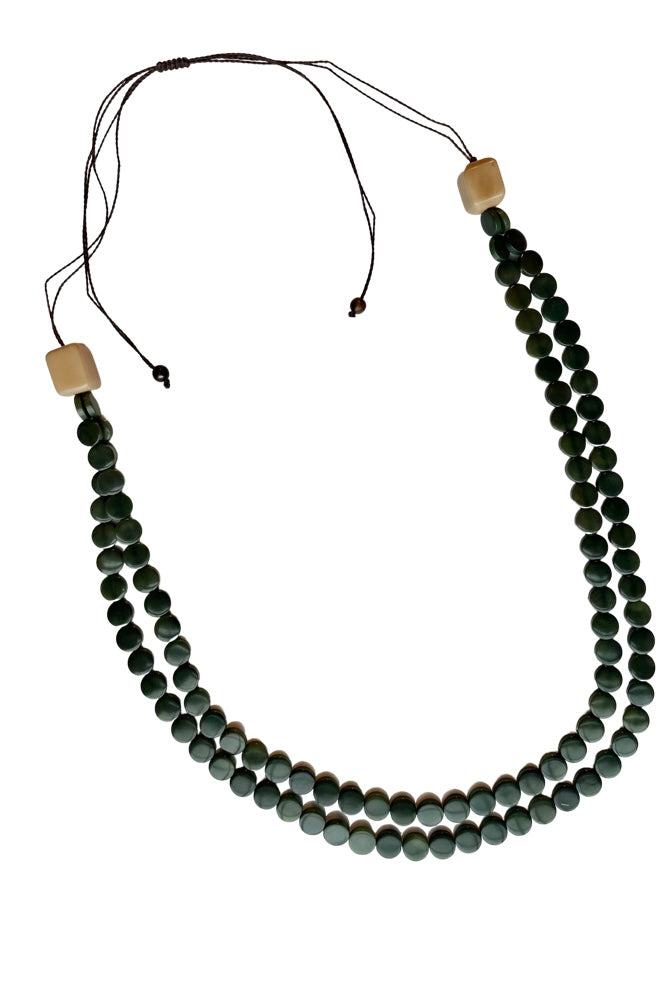 Green Tagua Nut Long Adjustable Necklace