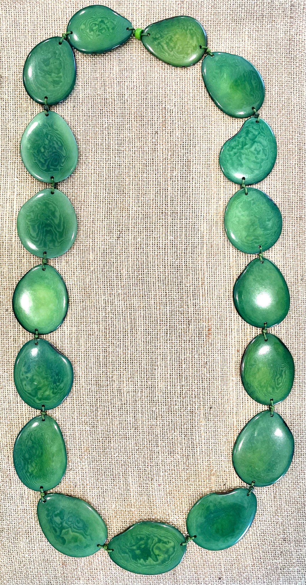 Green Tagua Nut Long Necklace