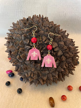 Load image into Gallery viewer, Light Pink Tagua Nut Jockey Silk Derby Earrings
