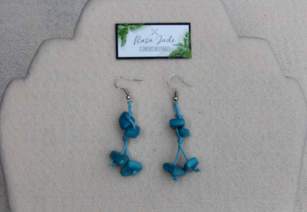 Turquoise Tagua Nut Earrings