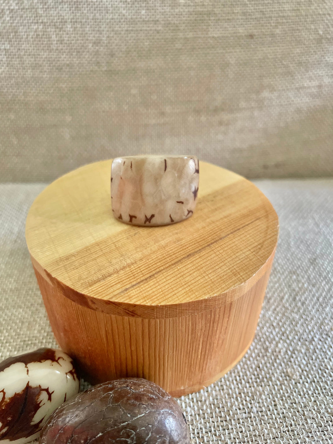 Light Brown Tagua Nut Statement Ring