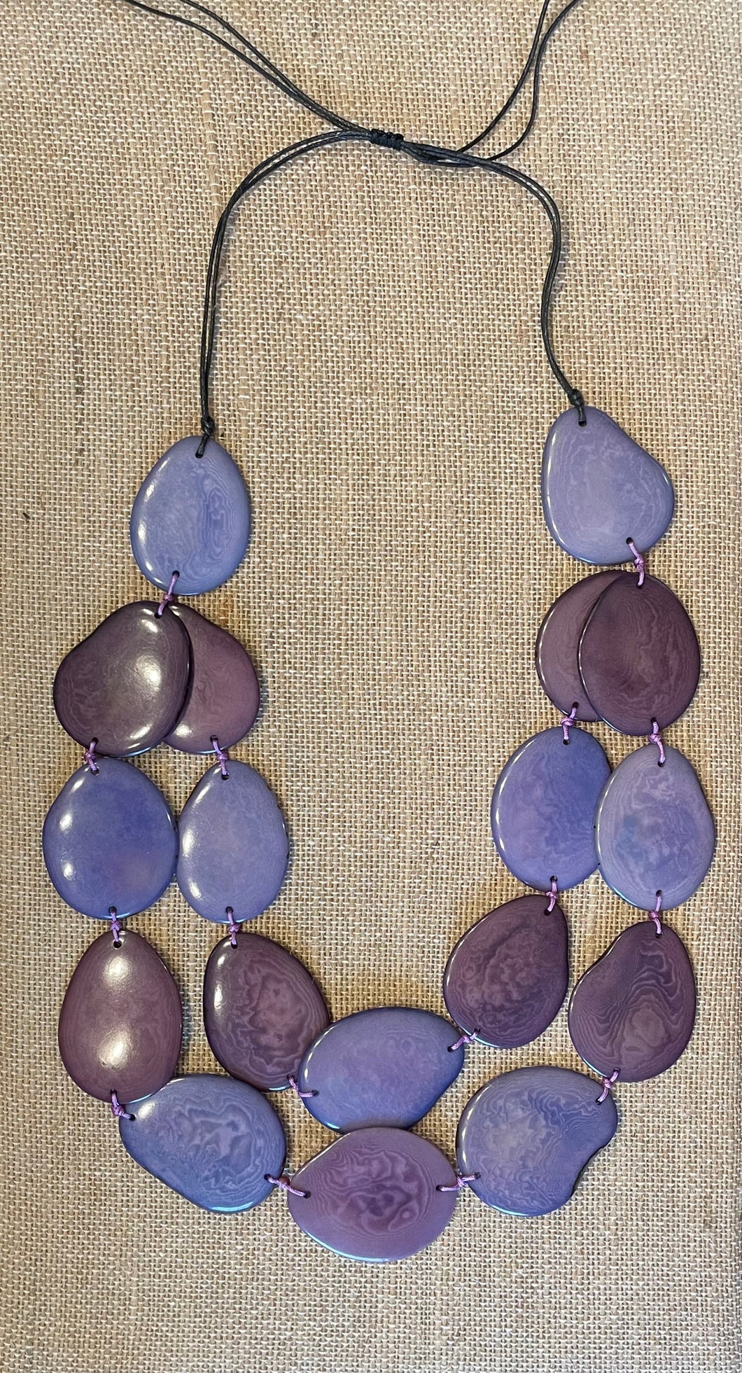 Purple Tagua Nut Double Layer Adjustable Necklace