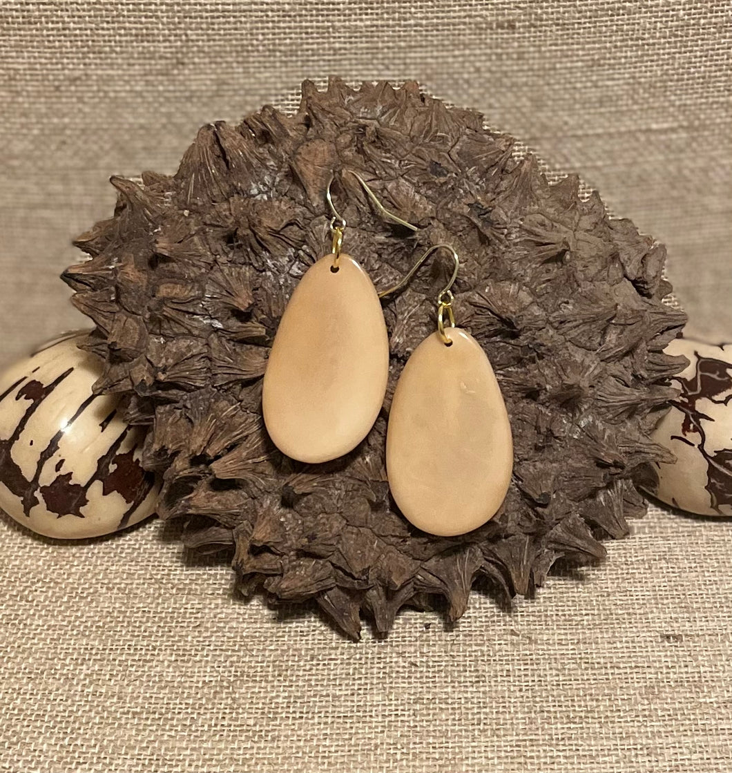Ivory Thin Sliced Tagua Nut Earrings