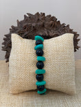 Load image into Gallery viewer, Teal and Black Tagua Nut Stackable Bracelet
