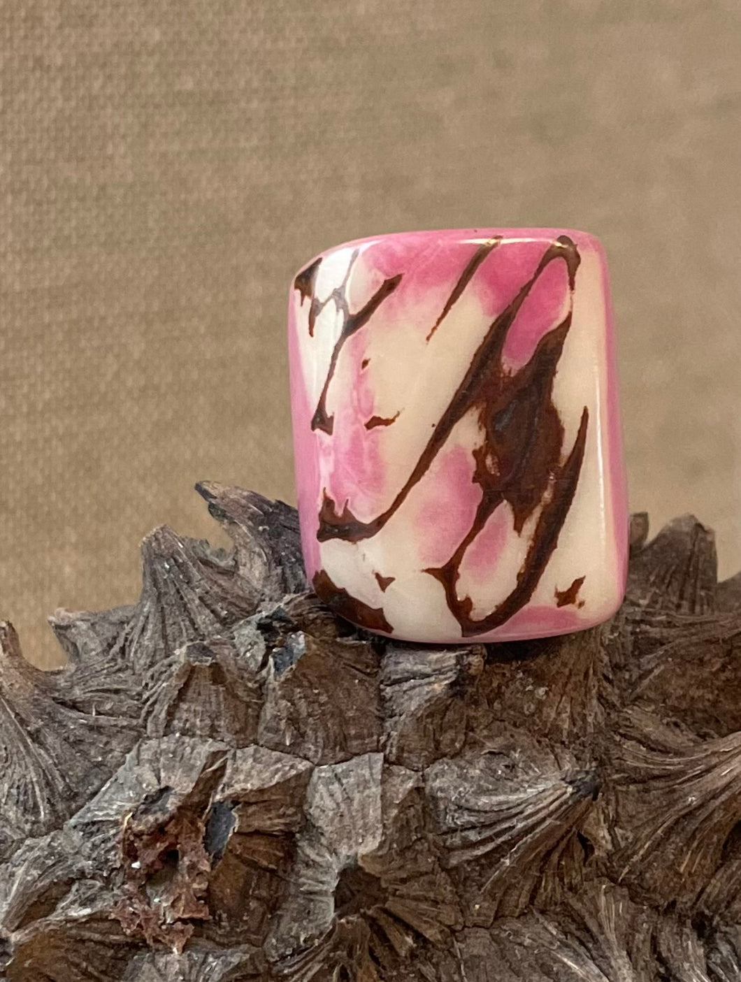 Pink Tagua Nut Statement Ring