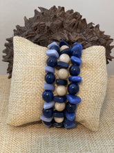 Load image into Gallery viewer, Green and Blue Tagua Nut Stackable Bracelet
