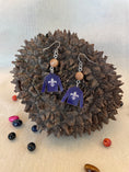 Load image into Gallery viewer, Purple Tagua Nut Jockey Silk Derby Earrings
