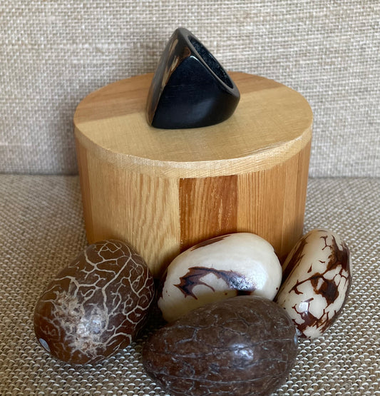 Black Tagua Nut Statement Ring