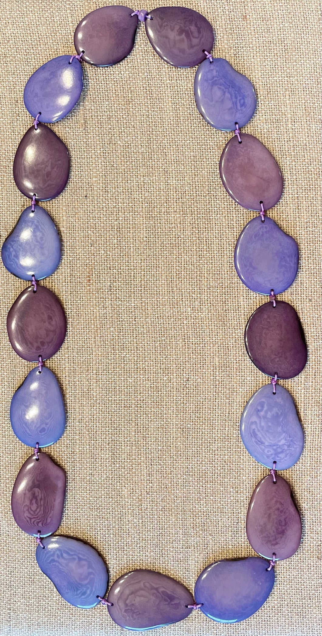 Purple Tagua Nut Long Necklace