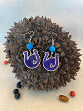 Load image into Gallery viewer, Purple Tagua Nut Horseshoe Derby Earrings
