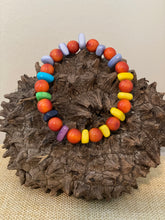 Load image into Gallery viewer, Multicolor and Orange Tagua Nut Stackable Bracelet
