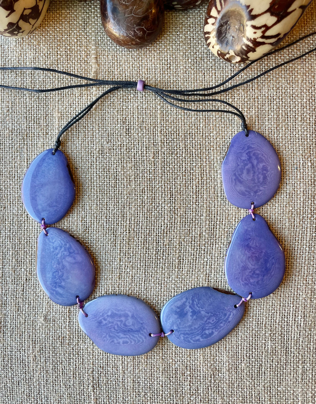 Light Purple Tagua Nut Adjustable Necklace