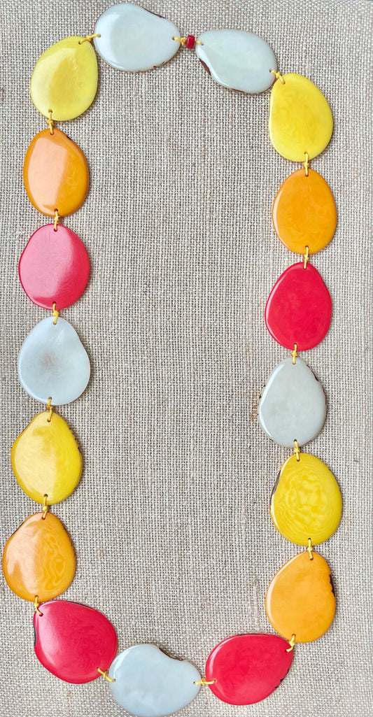 Multicolor Tagua Nut Long Necklace