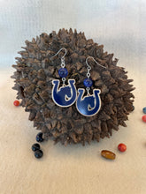 Load image into Gallery viewer, Blue Tagua Nut Horseshoe Derby Earrings
