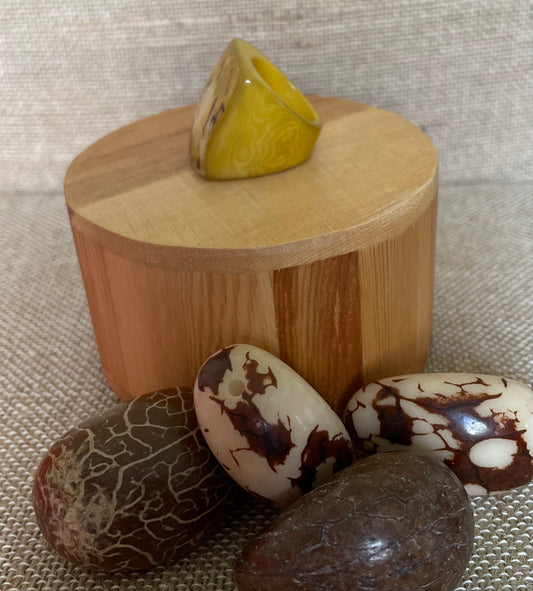 Yellow Tagua Nut Statement Ring