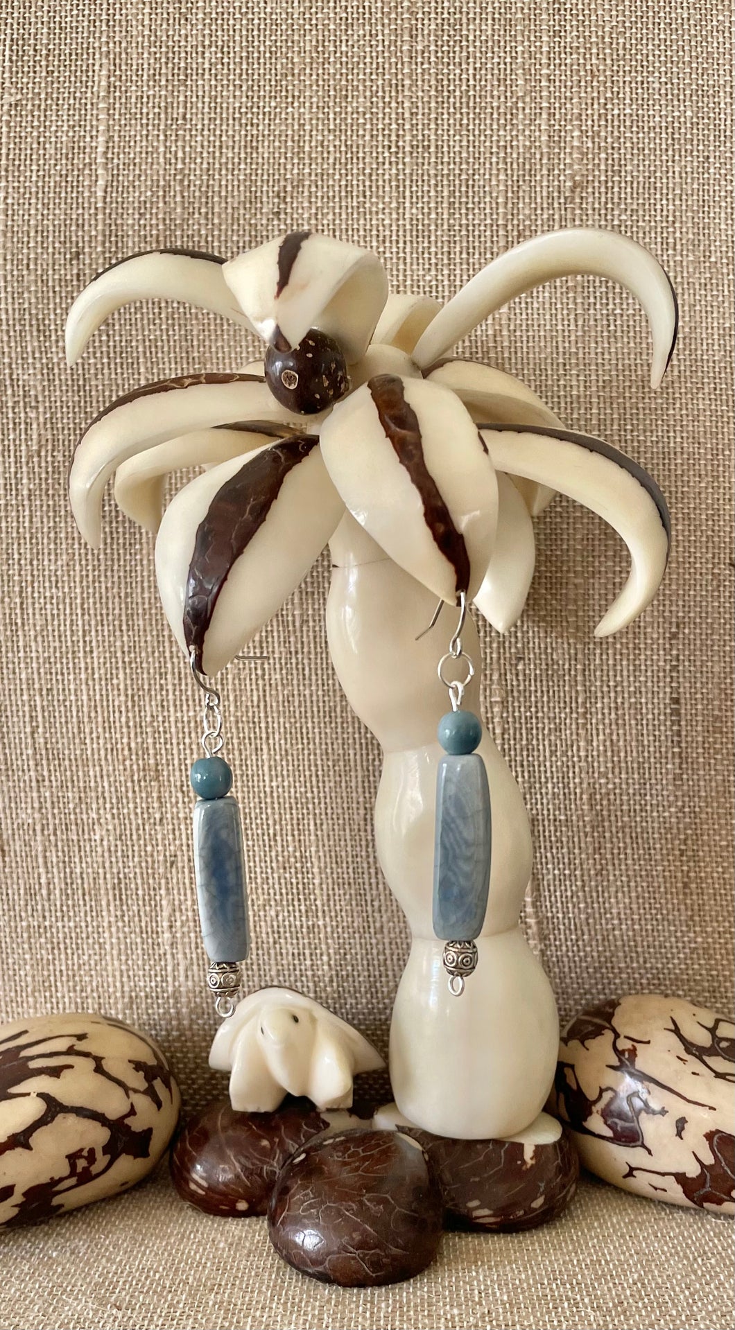 Baby Blue Tagua Nut Earrings