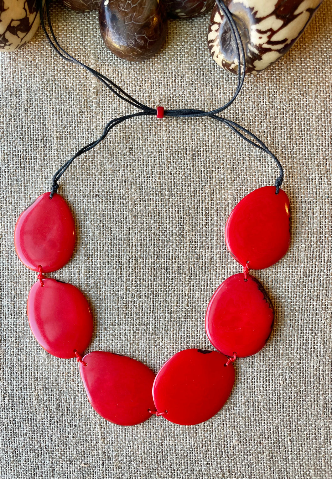 Red Tagua Nut Adjustable Necklace