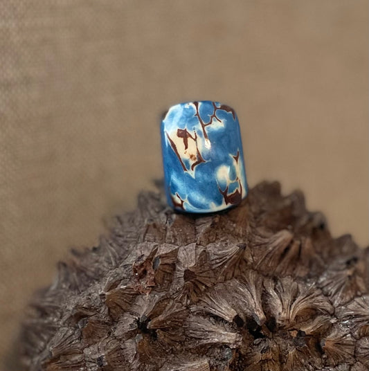 Blue Tagua Nut Statement Ring