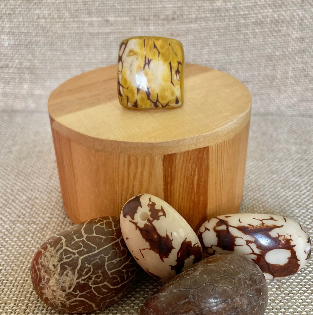 Yellow Tagua Nut Statement Ring