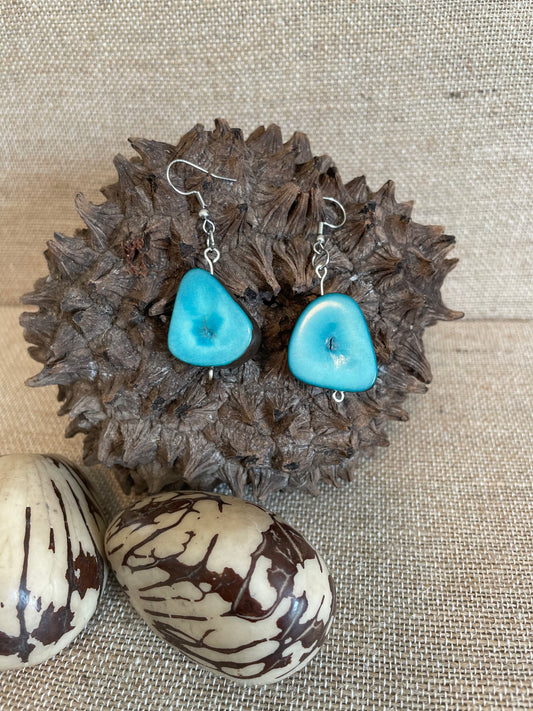 Turquoise Tagua Nut Earrings