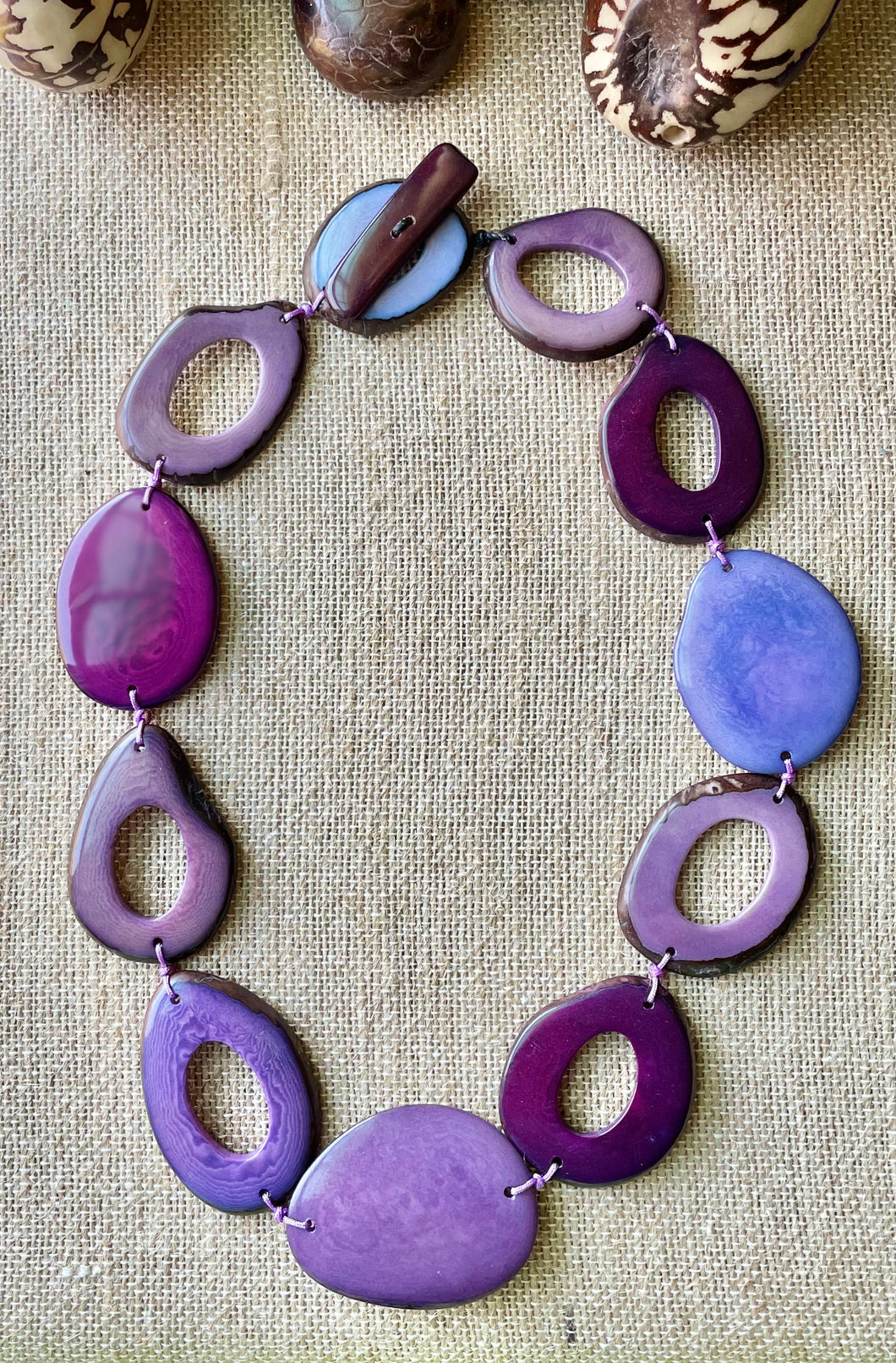 Shades of Purple Tagua Nut Necklace