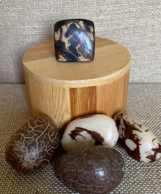 Black Tagua Nut Statement Ring