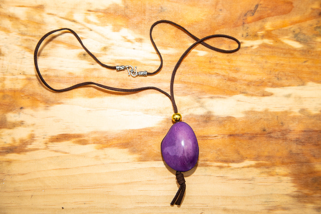 Purple Tagua Nut Pendant Necklaces