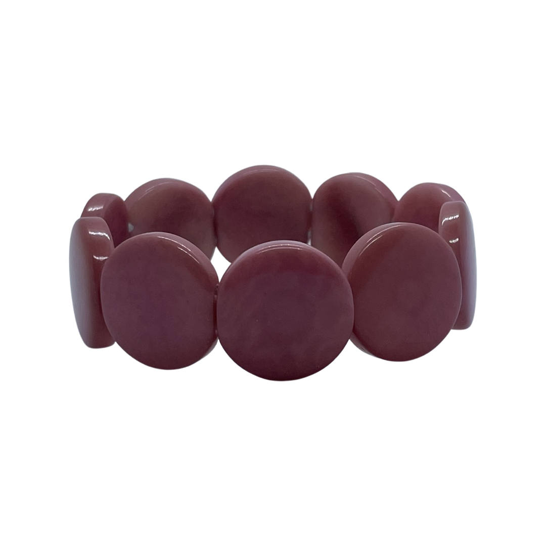 Pink Coin Shaped Tagua Nut Bracelet