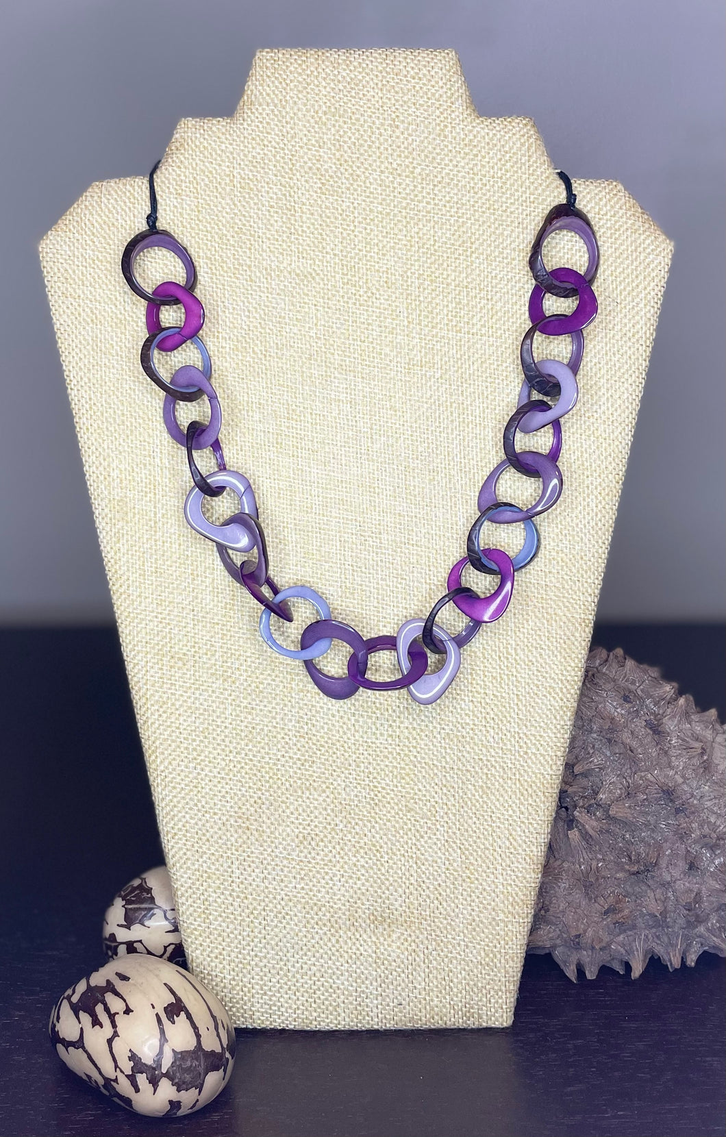 Purple Tagua Nut Adjustable Necklace