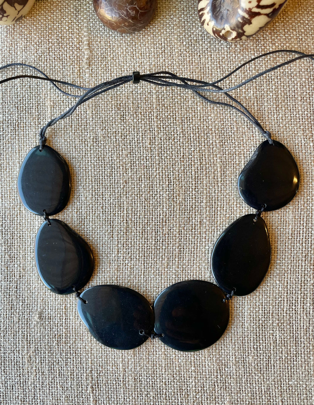 Black Tagua Nut Adjustable Necklace