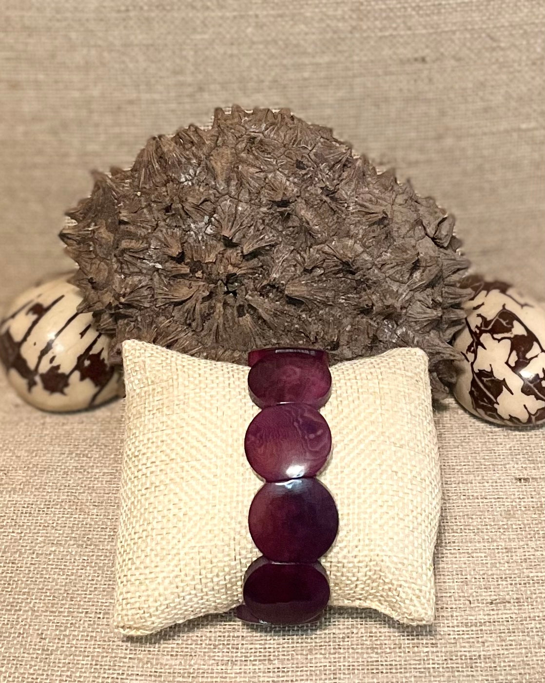 Maroon Tagua Nut Bracelet