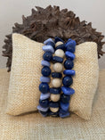 Load image into Gallery viewer, Pink Orange and Blue Tagua Nut Stackable Bracelet
