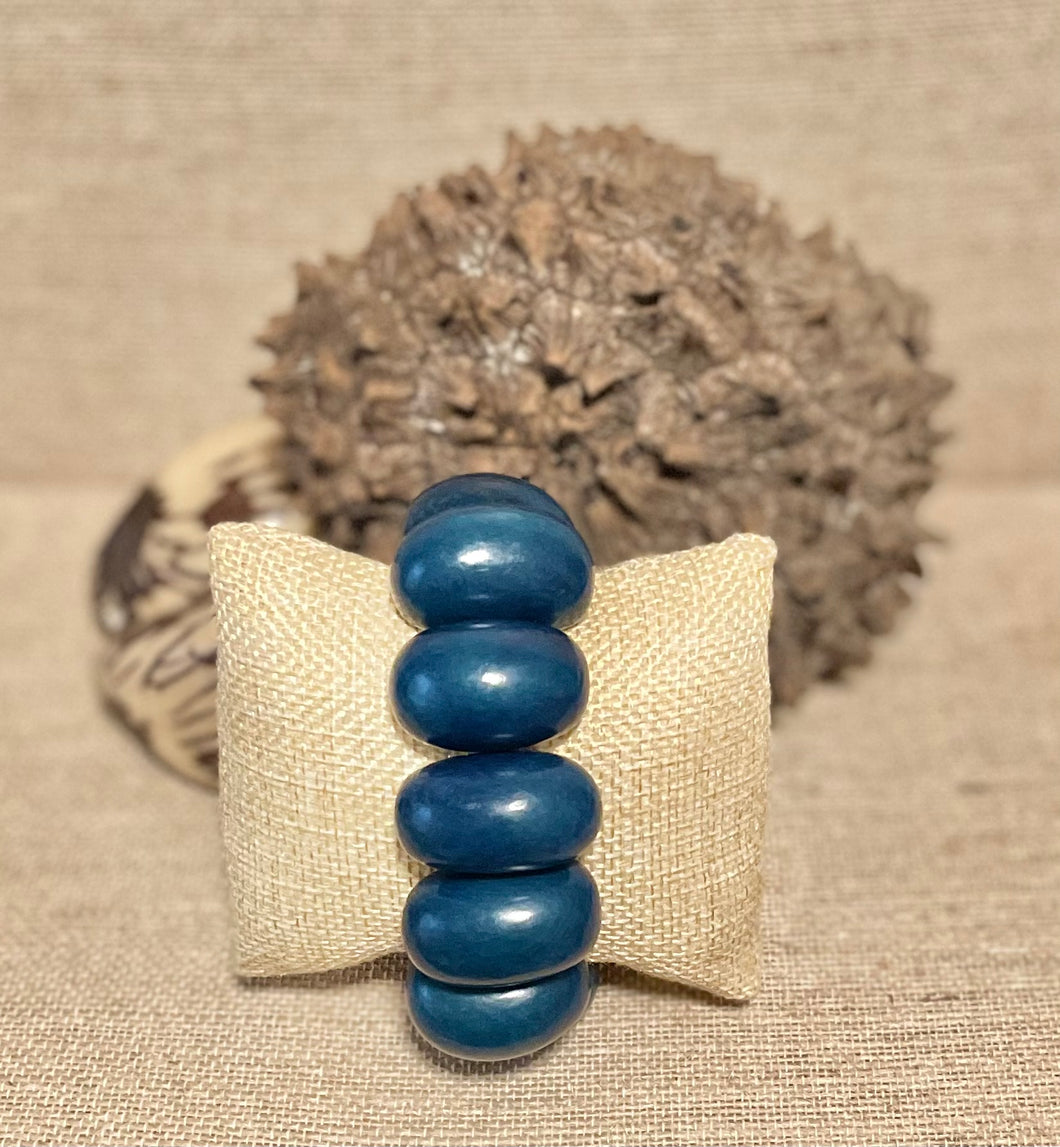 Blue Chunky Tagua Nut Bracelet