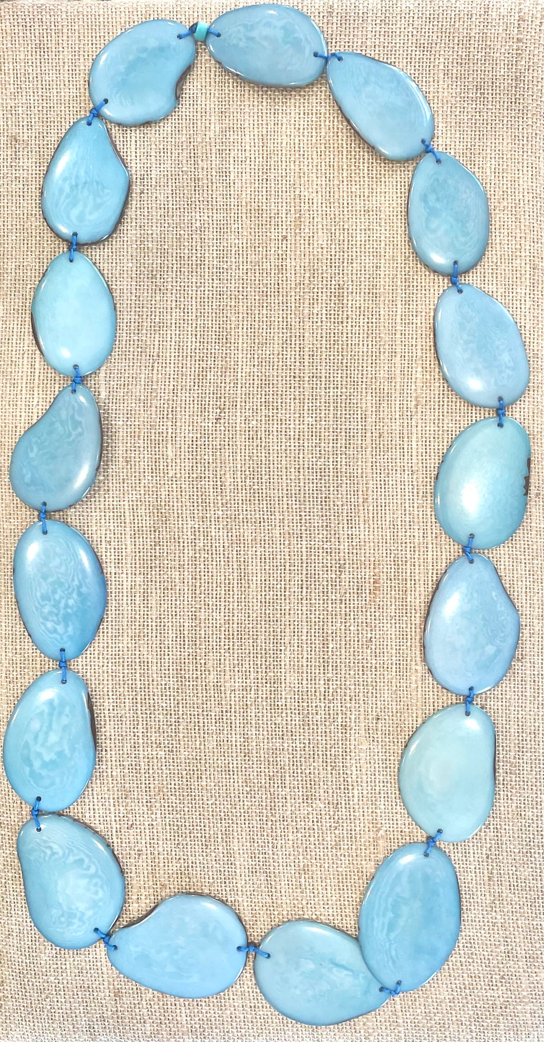 Baby Blue Tagua Nut Long Necklace