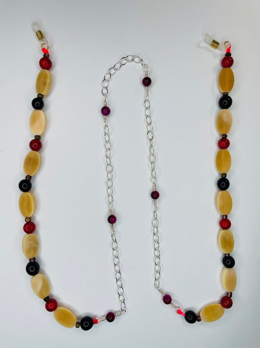 Tagua Nut and Beads Glasses Holder