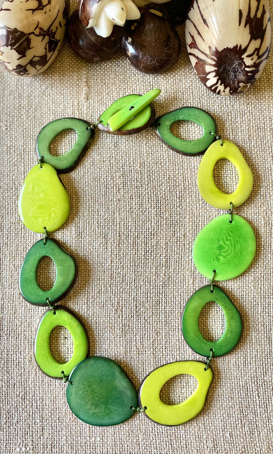 Shades of Green Tagua Nut Necklace