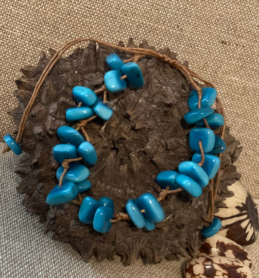 Turquoise Tagua Nut Adjustable Bracelet