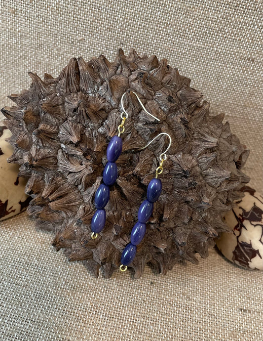 Purple Tagua Nut Dangle Earrings
