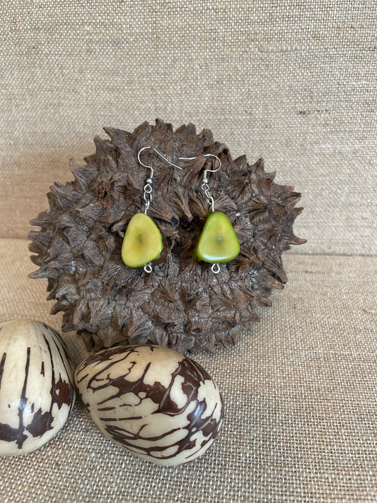 Green Tagua Nut Earrings