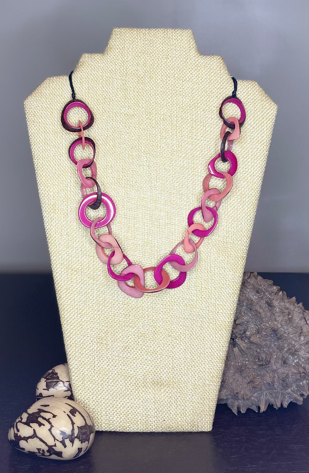 Pink Tagua Nut Adjustable Necklace